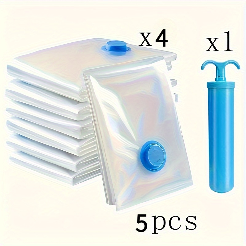 Image of 5-pack Extra Large Vacuum Storage Bags - Heavy-duty Compression Bags For Clothes & Bedding, Space-saving Storage Solution For Home & Travel Ideal For Clothes & Home Organization