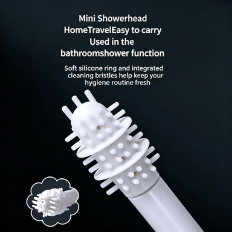 Handheld Showerhead with Soft Brush, 10-Hole Spray Design
