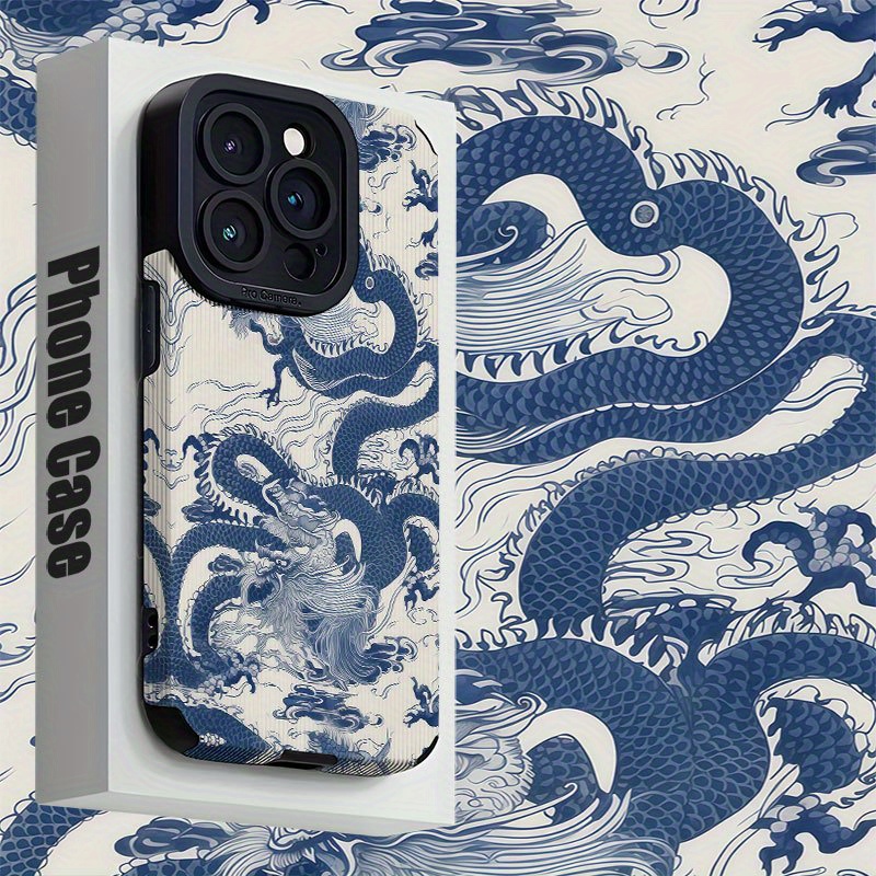 TEMU Phone Case: And White Traditional Dragon Pattern Phone Case For Iphone 16/16 Plus/16 Pro/16 Pro Max/iphone Plus/15 Pro/15 Pro Max/iphone 14/14