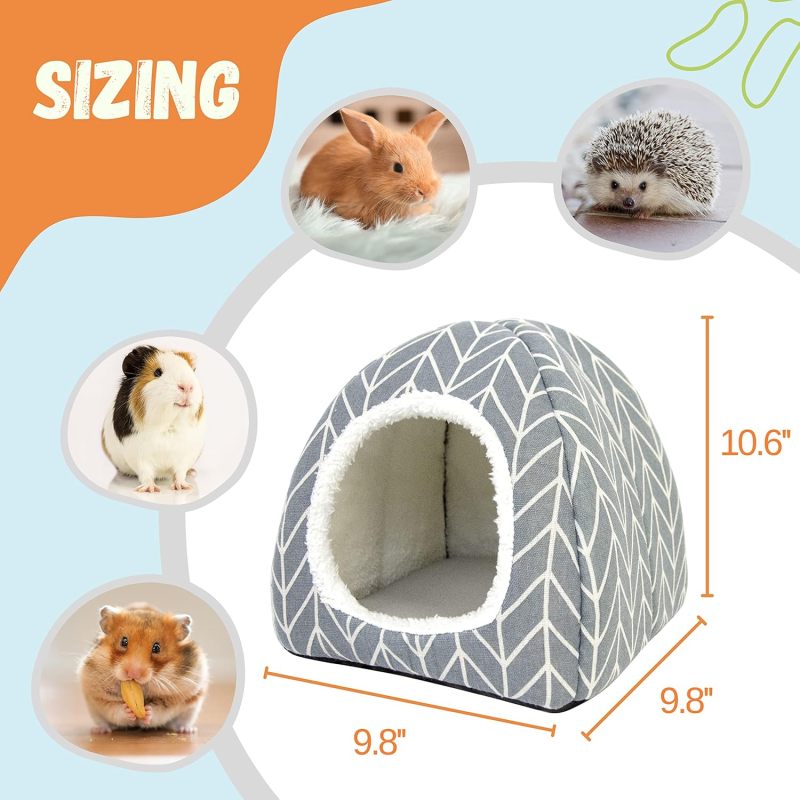 Cozy Hideout Bed for Small Animals | Grey Polyester Hide-Out for Little Bunny, Hedgehog, Ferret, Chinchilla, and Other Small Animals - Image 3