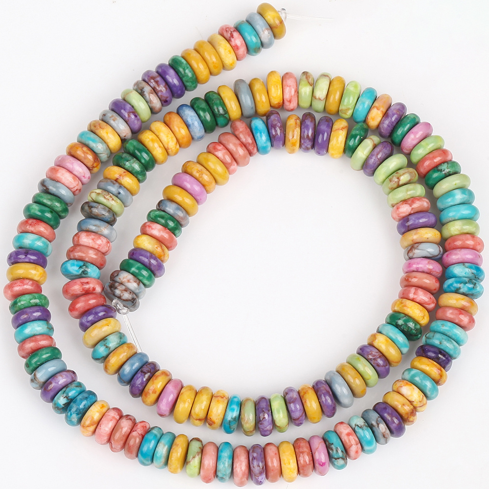 TEMU 164 pièces Perles Disques en Naturelle - Perles Rondes/Disques de 6x2mm avec Multicolores (Beige, Gris,...) Adaptées pour la Création de Bijoux,