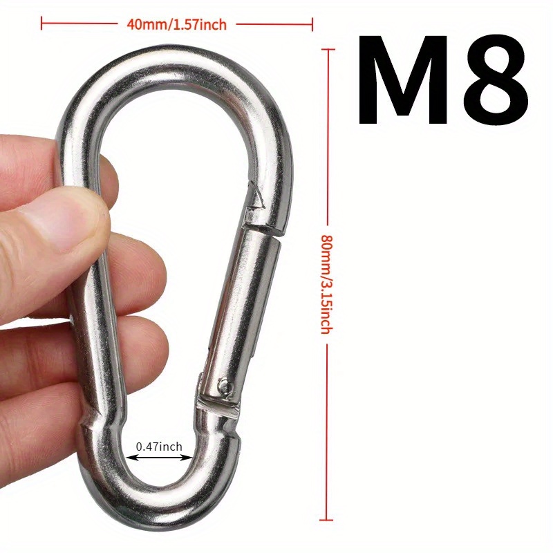 5pcs Heavy Duty Metal Snap Clips - M6/m8 Options, Durable Metal Spring Buckles, Outdoor Keychain Buckles, Horseshoe Pack Buckles, Suitable For Camping, Hiking, And Backpacking