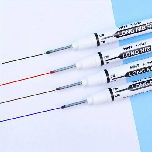 12pcs long head markers 30mm deep hole precision red black blue green white pens for woodworking bathroom decor and diy crafts on glass metal bathroom decoration tools fine point markers versatile drawing pens