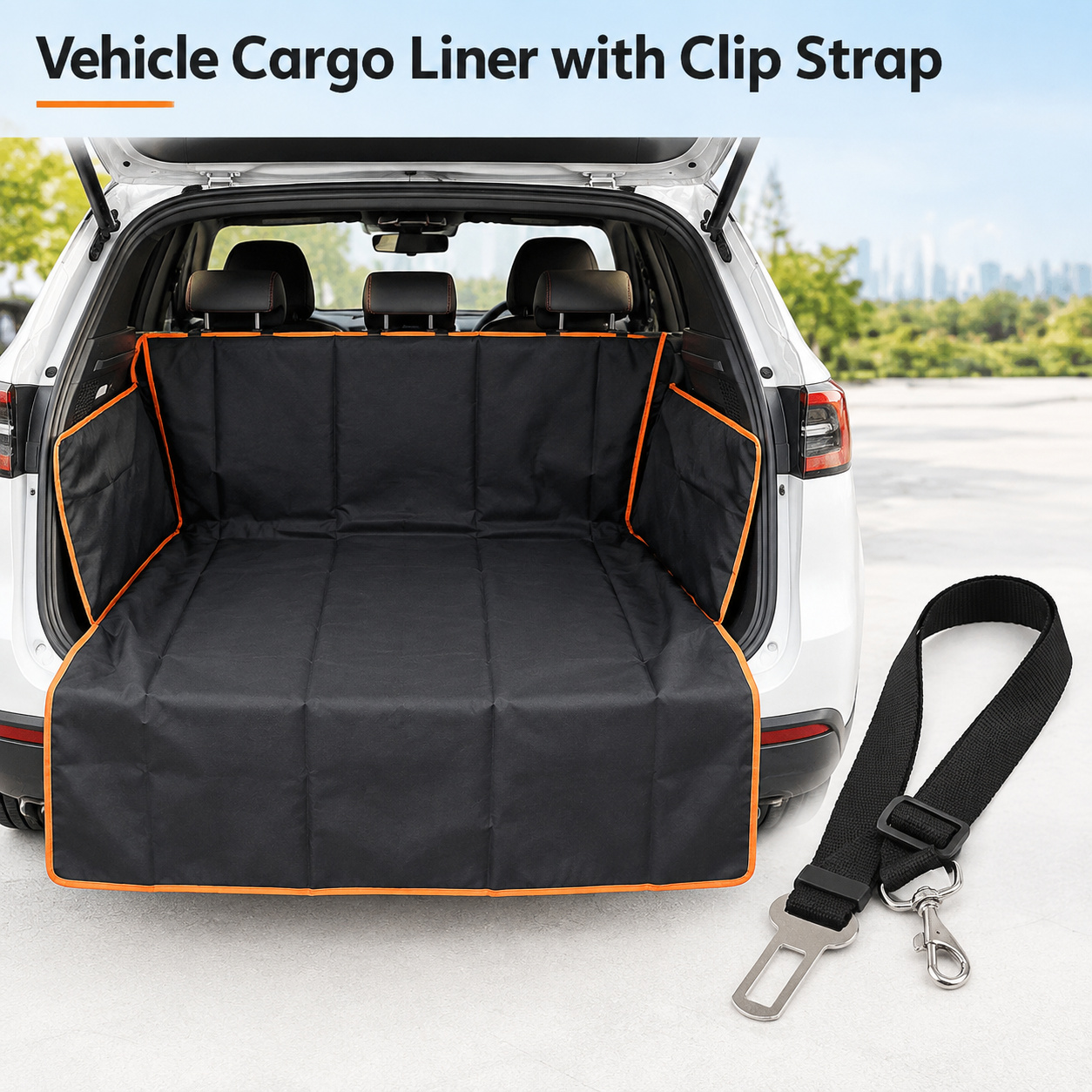 TEMU Tapis de coffre robuste pour SUV avec de chargement à couverture complète et système de harnais de sécurité et de laisse pour chien - Housse de