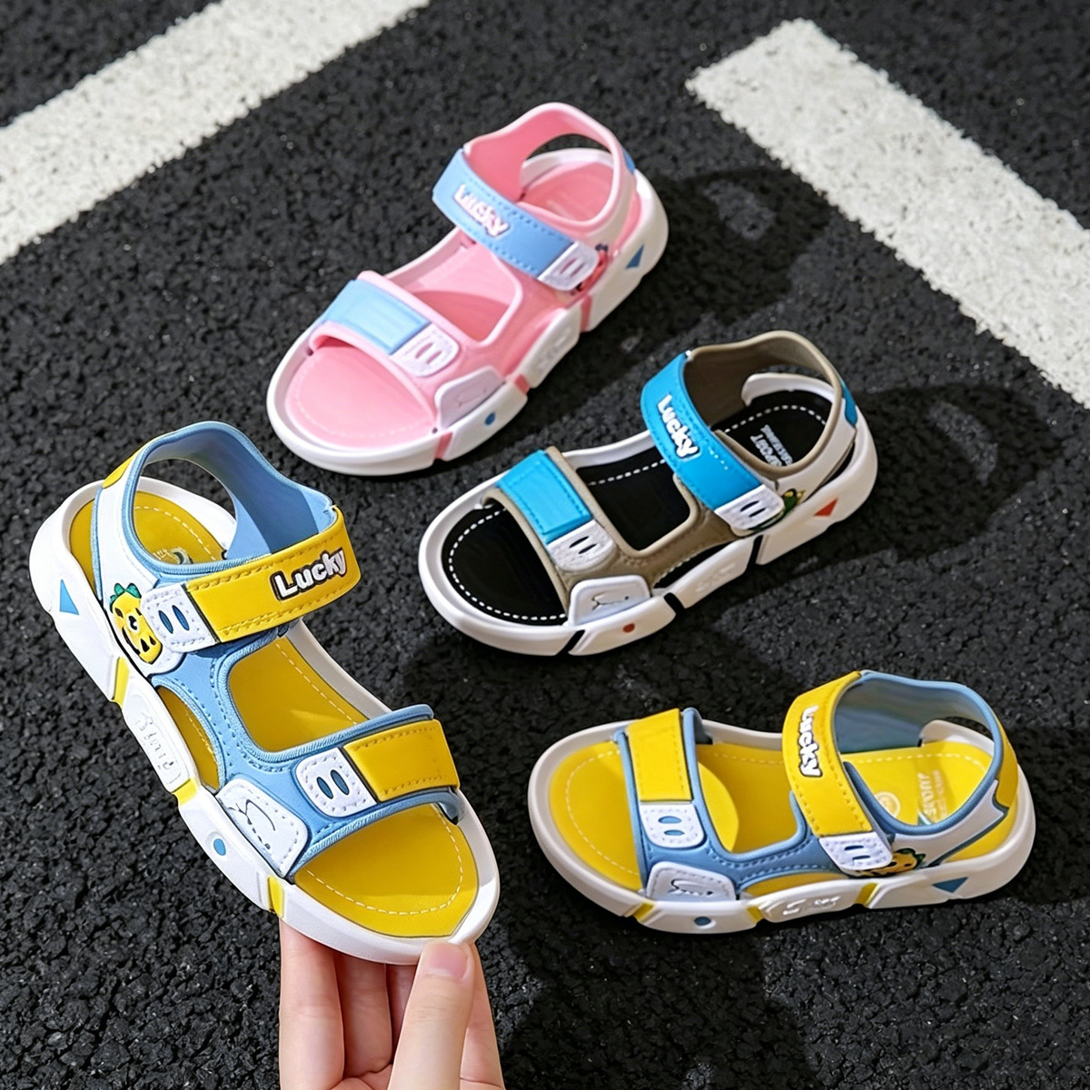 Kids cartoon beach sandals product view