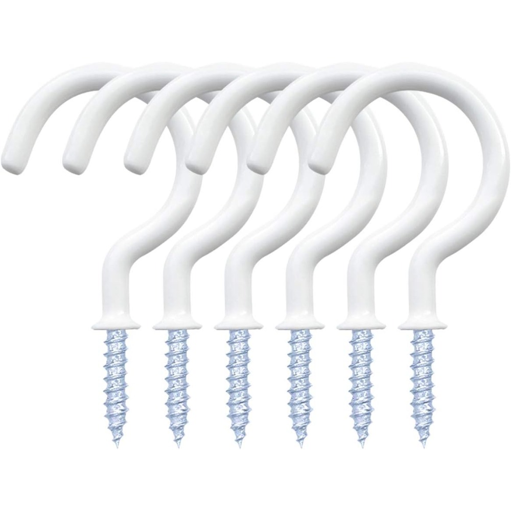 

20-pack Plastic Screw-in Hooks, Vinyl Coated, Wall & Ceiling Mug Hooks For Kitchen, Indoor & Outdoor Use