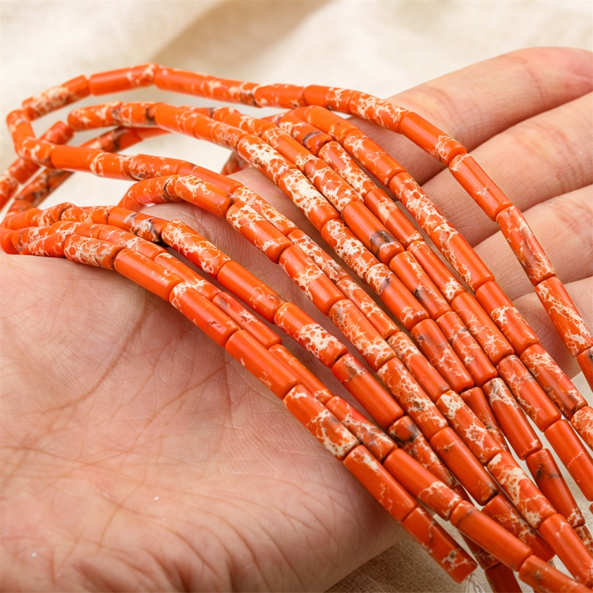 Stone Tube Beads with Spacer Beads for Jewelry Making