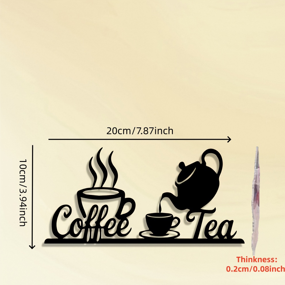 TEMU 2D Plat - [2D Plat] Cadeau Acrylique Toutes Saisons Impression 2D Plat 1pc Décoration Murale Café et Thé Vintage - Police Cursive Rétro de Café