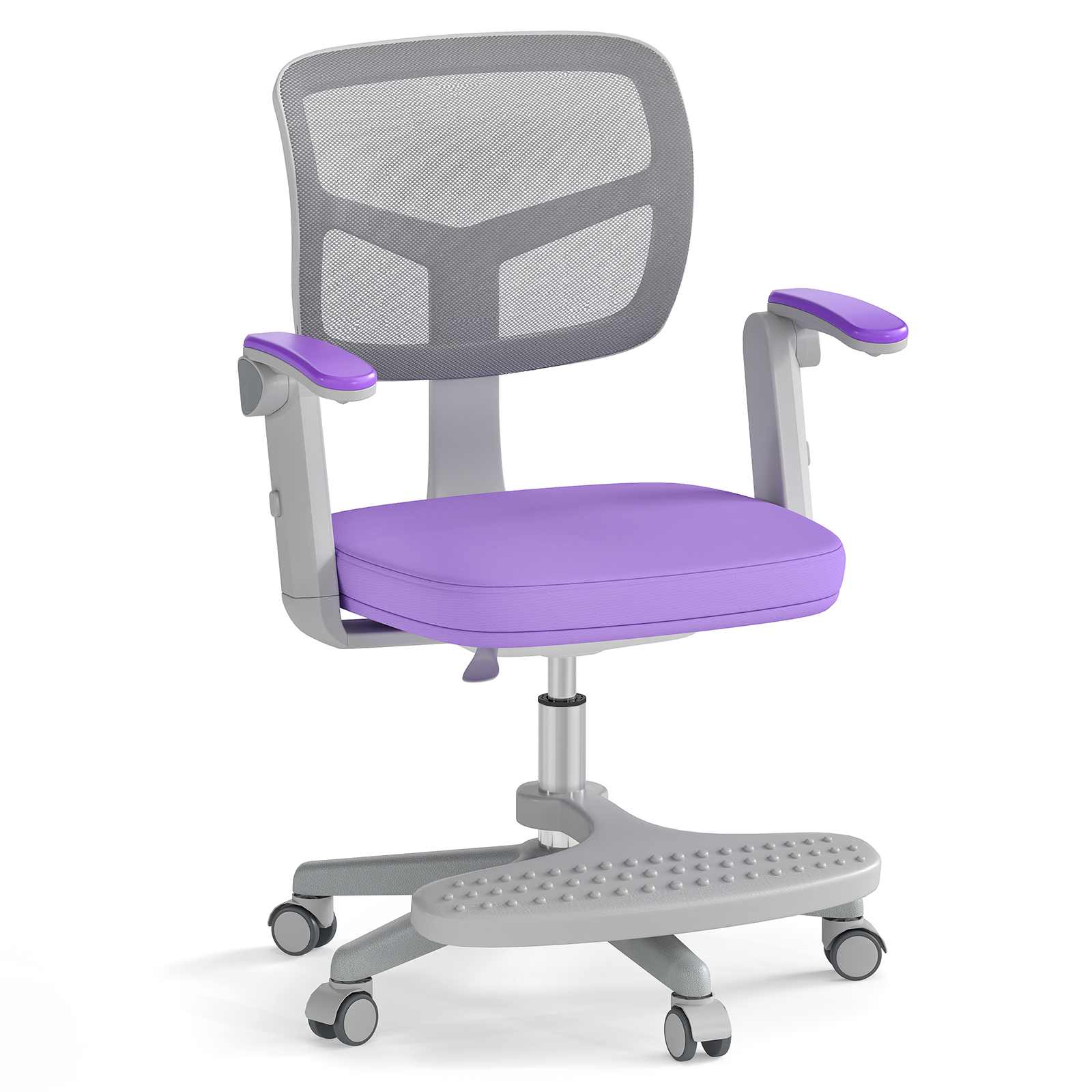 Image of Desk Chair, Study Chair W/adjustable Height, Armrest & Footrest, Swivel Mesh Task Student Chair W/universal Casters, Computer Desk Chair For Boys Girls, Purple