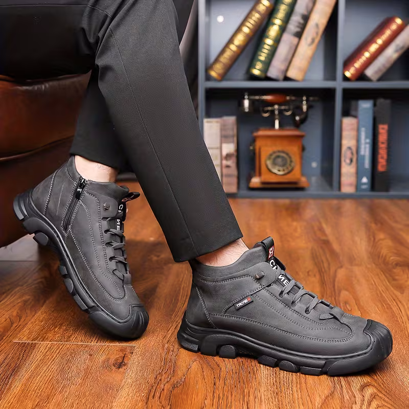 mens winter boots slip resistant anti kick all terrain traction eva sole like upper adjustable closure cushioned insole for outdoor casual everyday black boots for men slipresistant shoes sleek breathable interior Product details 8