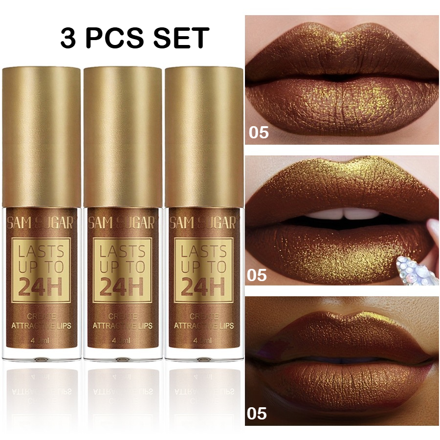 TEMU 3pcs Set [shiny Finish] Brown Lip Glaze | | Types | Shiny Finish | Fuller Lips | Tone Enhancement | Not Sticky