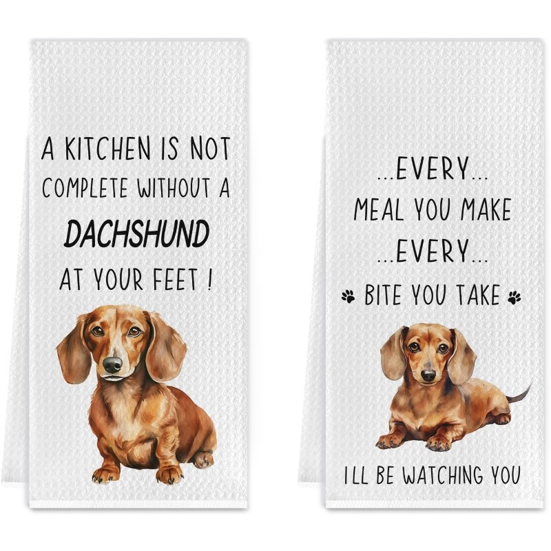 

2pcs Modern Dachshund Kitchen Towels, Super Polyester Hand Towels, Machine Washable, Space Themed Oblong Dish Towels For Kitchen Decor, Gifts