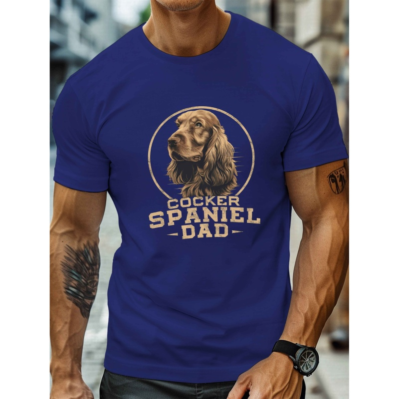 

Graphic Crew Neck| Men's " Dad" Graphic Tee - Casual Black Crew Neck Short Sleeve T-shirt With Glowing Eyes , Lightweight & Breathable Polyester, Summer