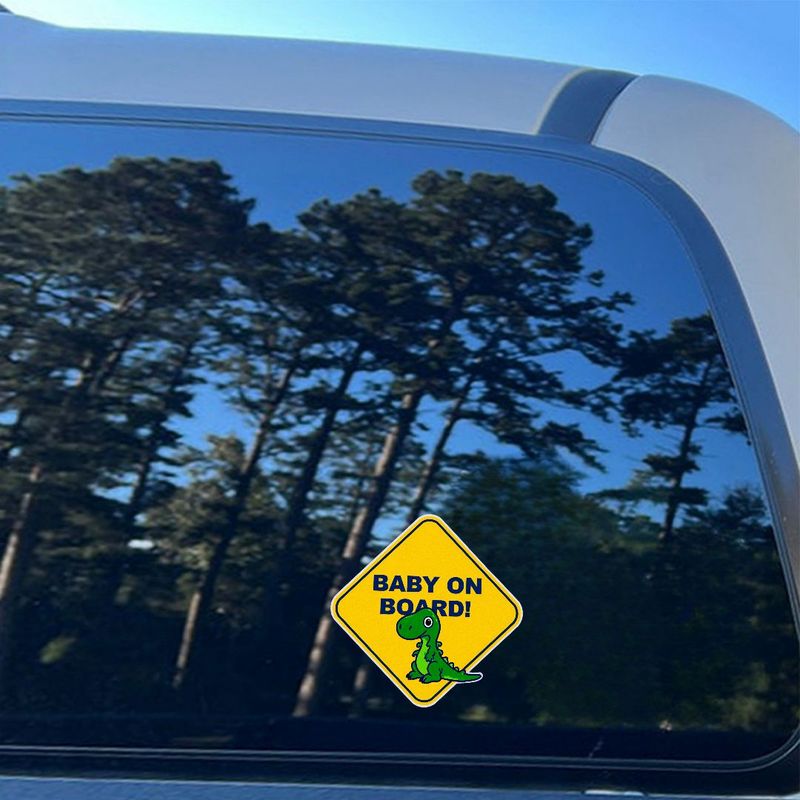 Yellow Diamond-Shaped Car Warning Sticker, Baby on Board