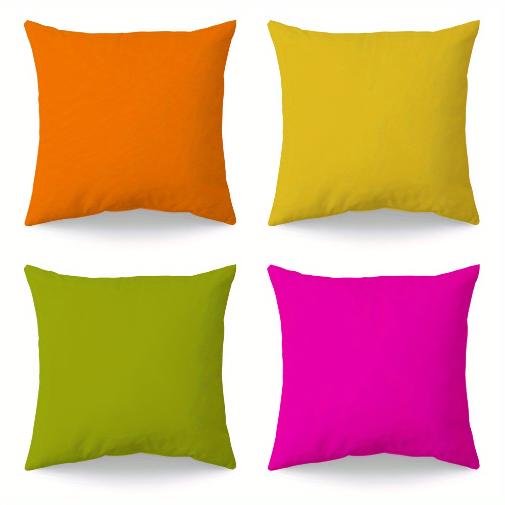 TEMU Set federe colorate brillanti, moderno stile , cuscini a un , peluche corto, con quattro colori solidi ad saturazione, per un moderno , lo stile