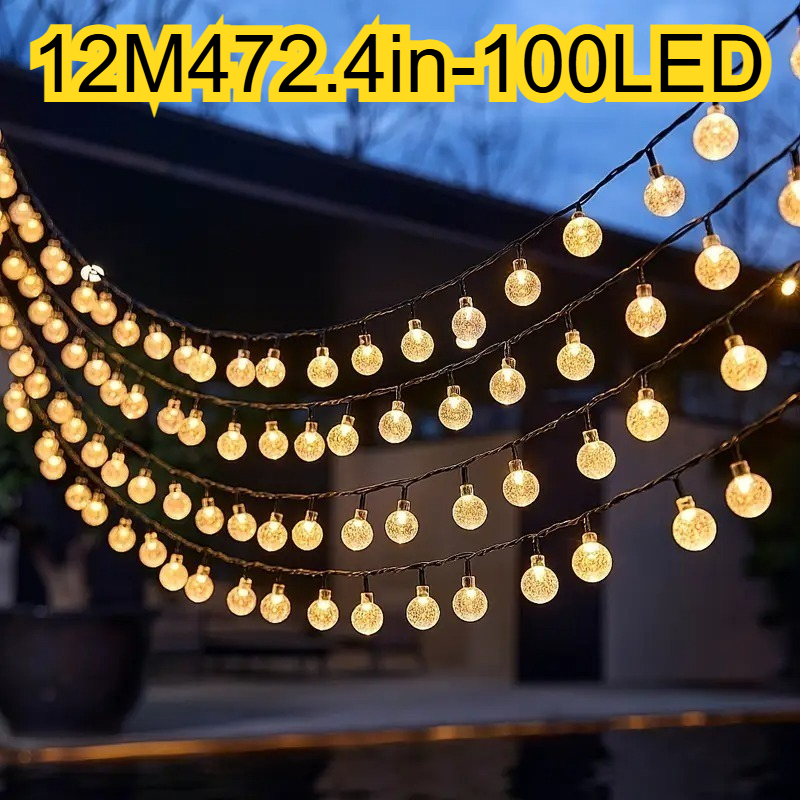 E-shop Solar Kristall Bubble Ball Lichterkette, /100LED 10 IP65 Warme Lichterketten für Garten Terrasse Hochzeit Weihnachtsdeko