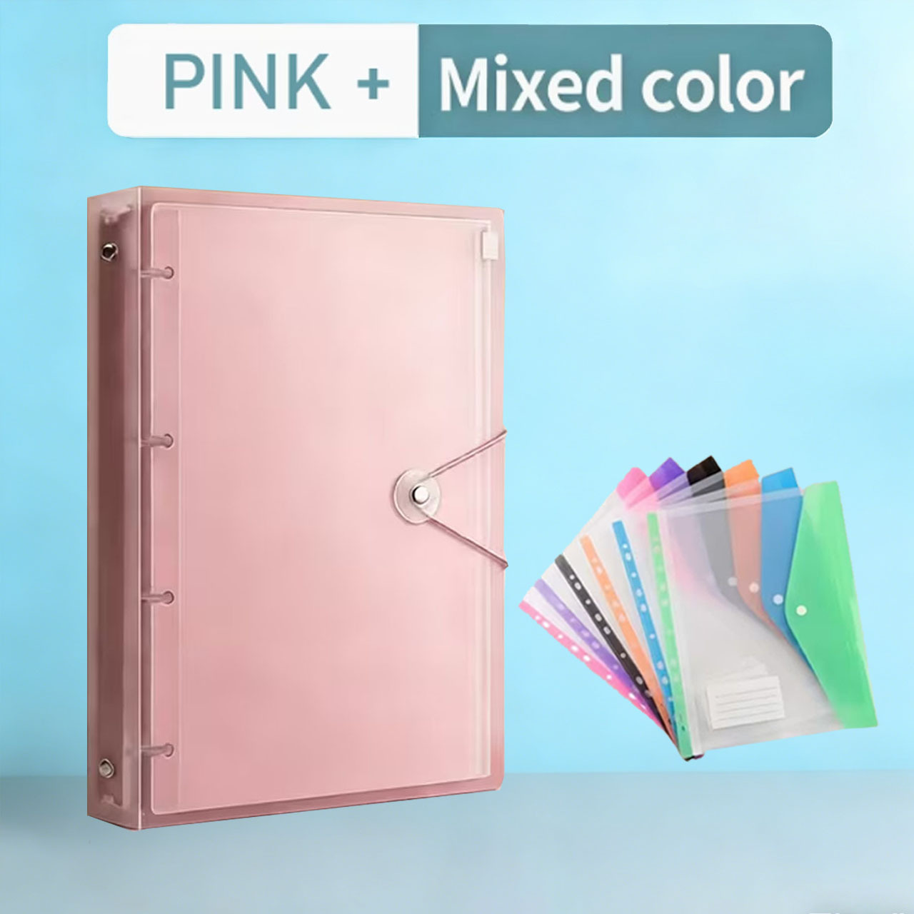 TEMU Set da 7 pezzi, 1 raccoglitore a fogli mobili PP resistente formato A4 e 6 pezzi di colori casuali, raccoglitore a fogli mobili formato A4 a 11