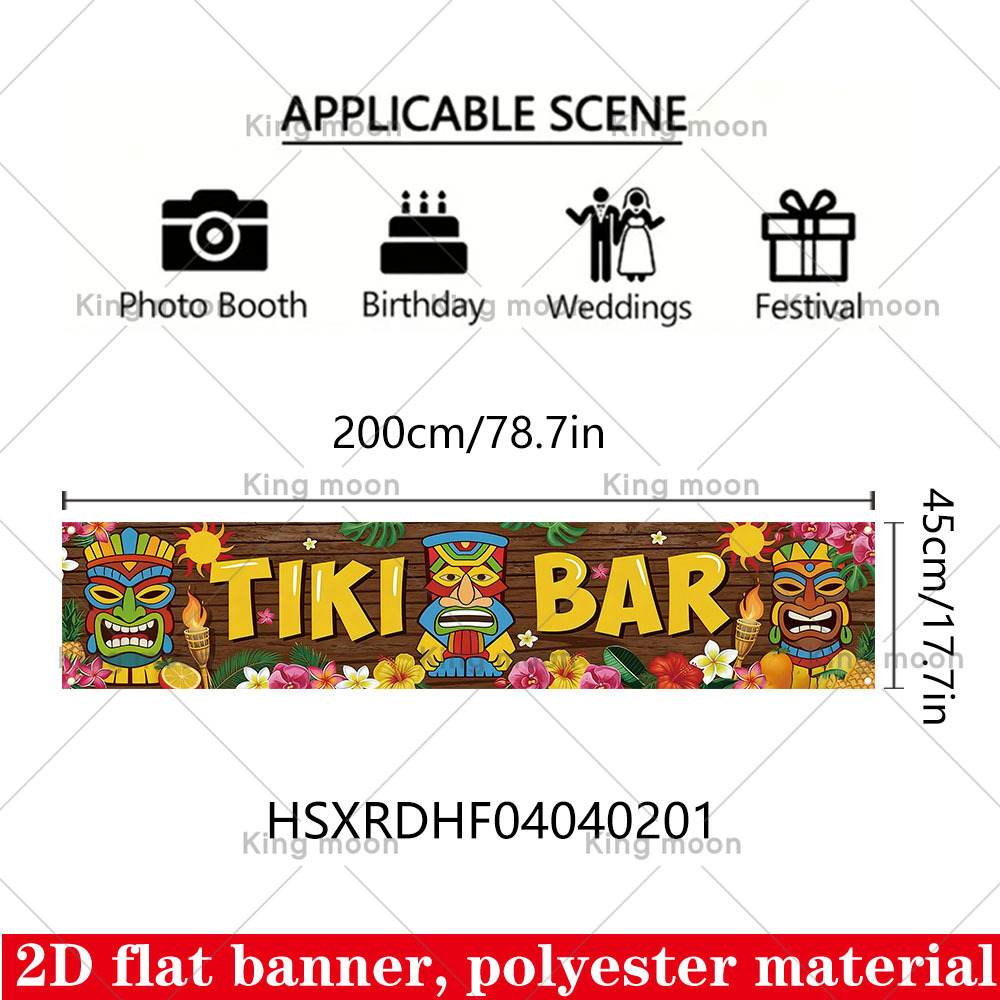 TEMU Banner 2D , 2D - 2D , 2D - Banner 2D , 1 pieza de Banner de Máscara HAWAII TIKI BAR para Decoración de , de Poliéster, 78.7In * 17.7, para