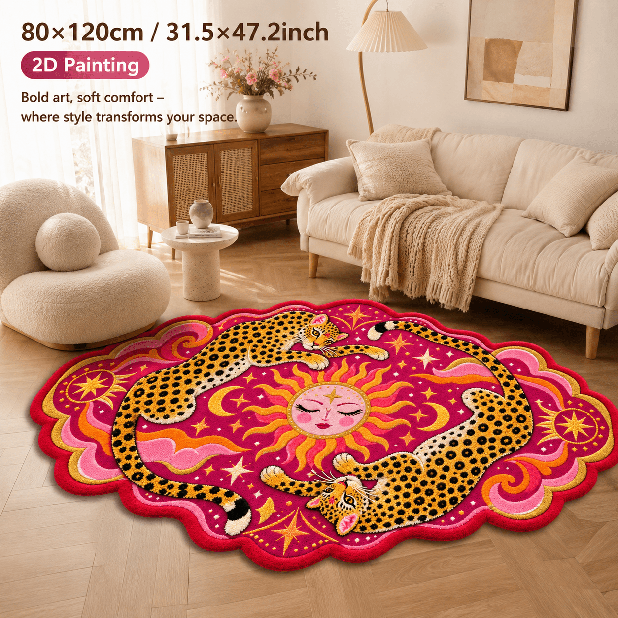 TEMU 2d Flat, 2d Flat, 1pc 2d Painting 850g/m2 Velvet Floor Mat, Warm Style, Suitable For Bedside Rugs, Doorway Entrance Mats, Living Room, Bedroom,