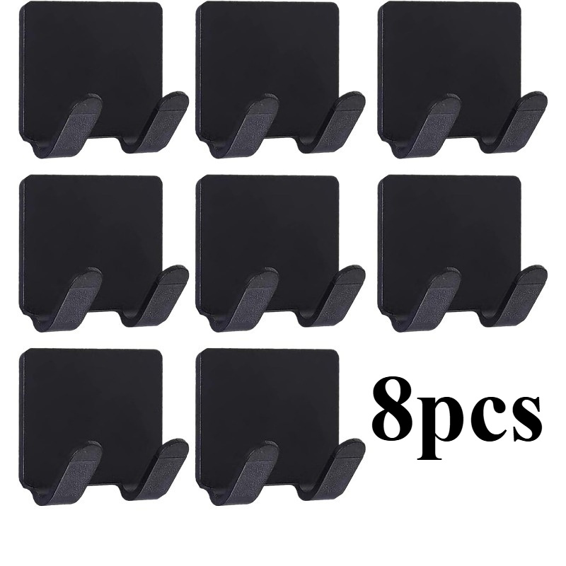 TEMU Matte Black Adhesive For Razor Holder For Shower - 8 Pack Waterproof Hooks For Razors, Loofahs, Towels, And Plugs