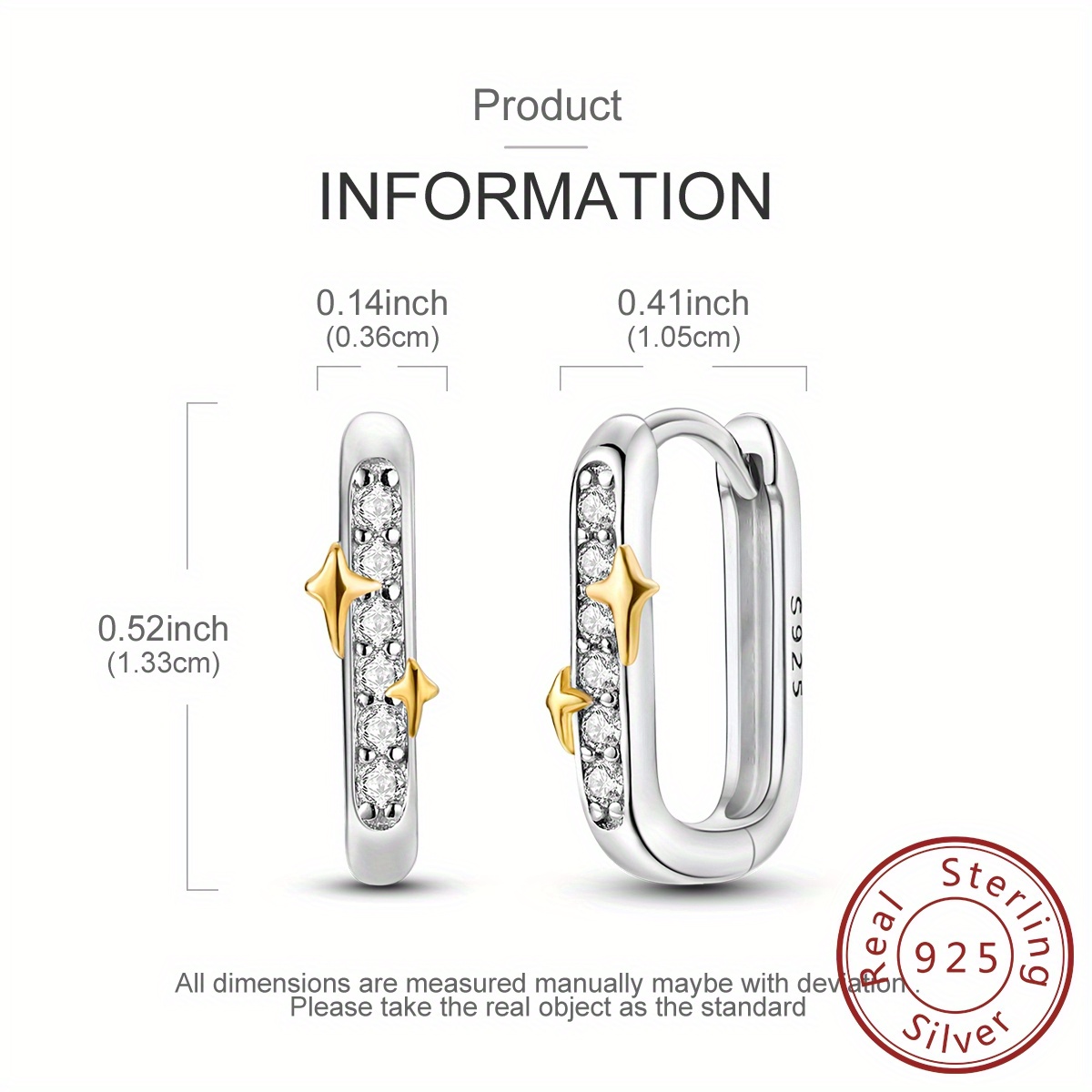 Authentic 925 Sterling Silver Hoop Earrings with Cubic Zirconia