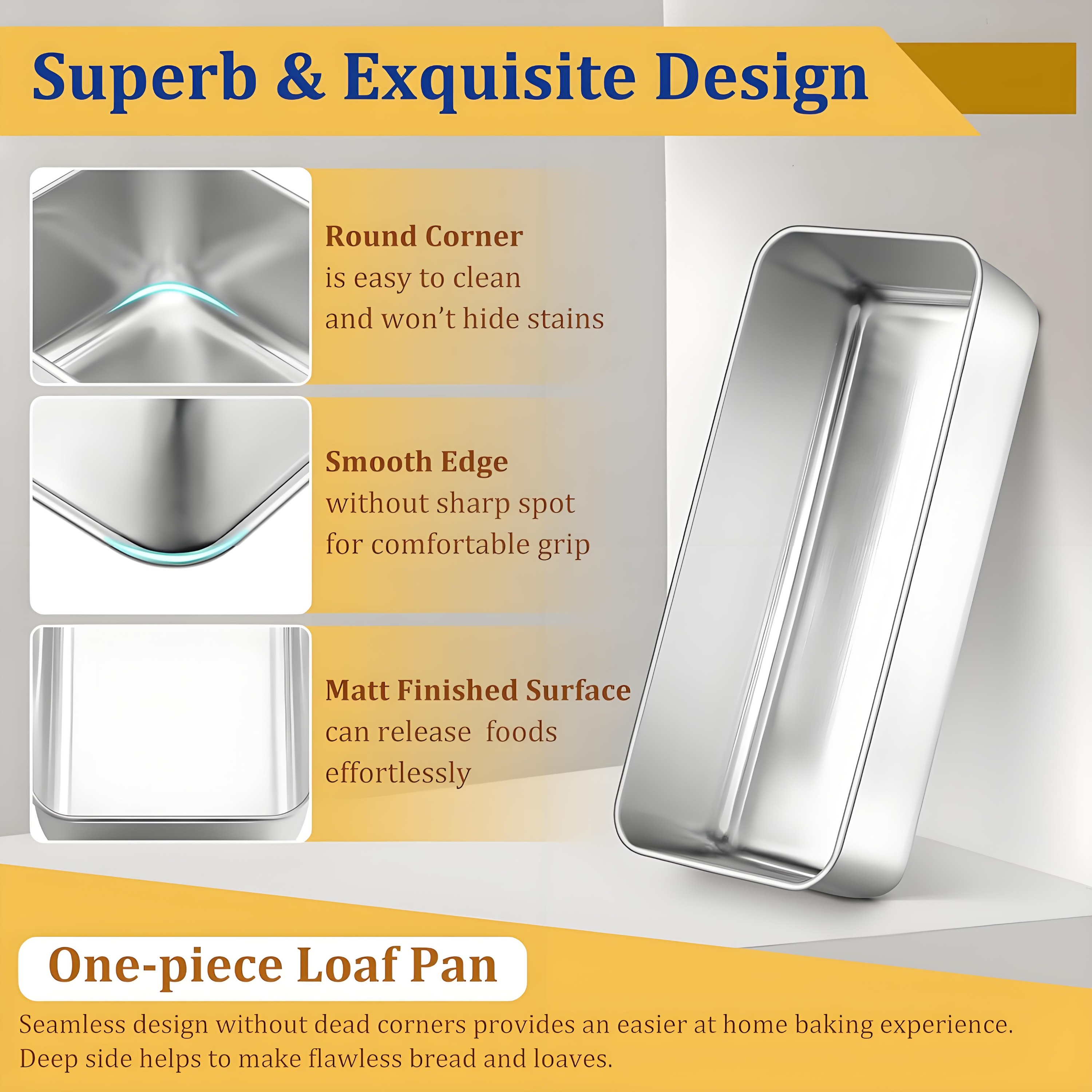 2pcs Rectangular Stainless Steel Bread Pans Set