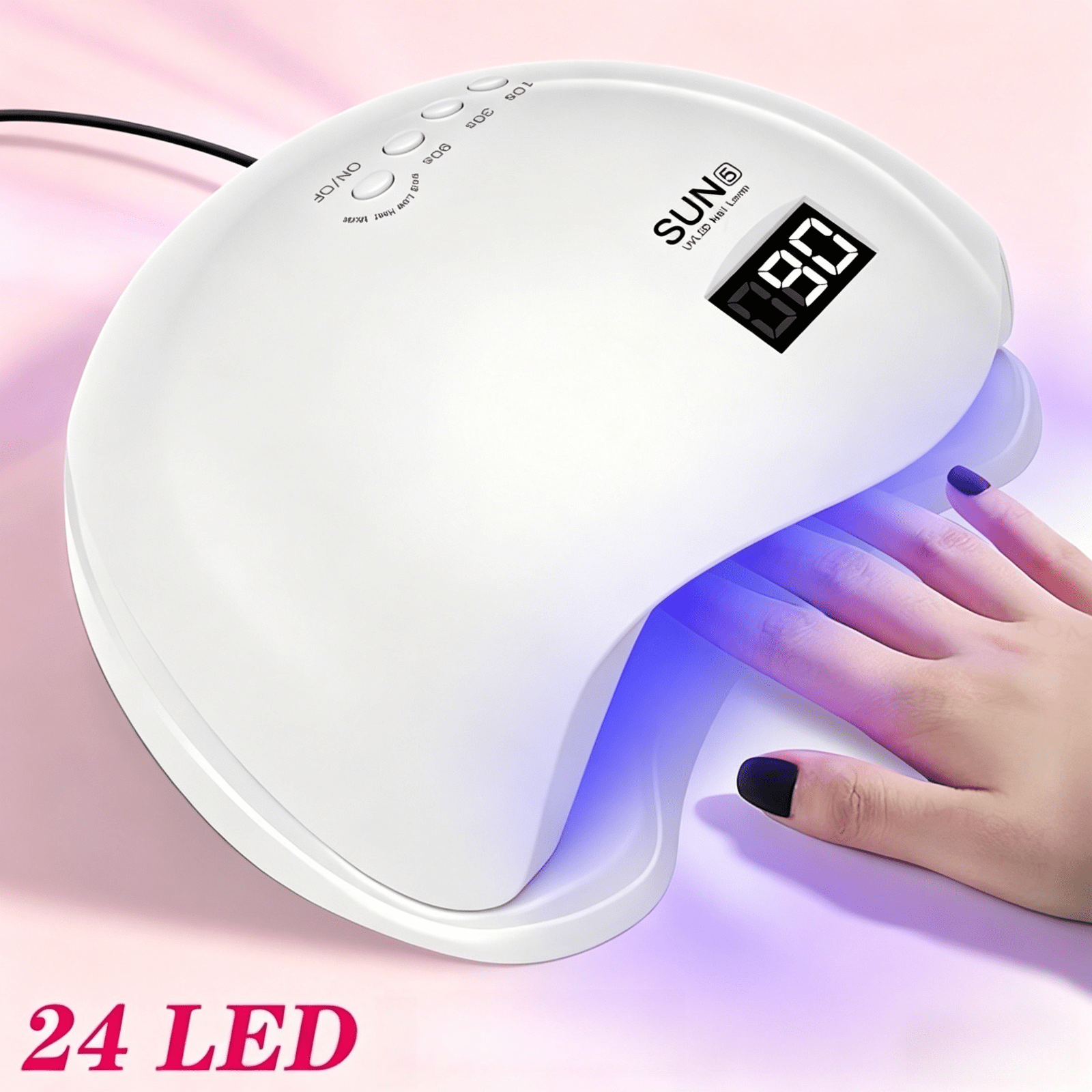 Image of Hotu 48w Nail Led Lamp, Professional Nail Dryer For Manicure & Pedicure, 24 Led Beads, Lcd Timer For Home And Salon Use