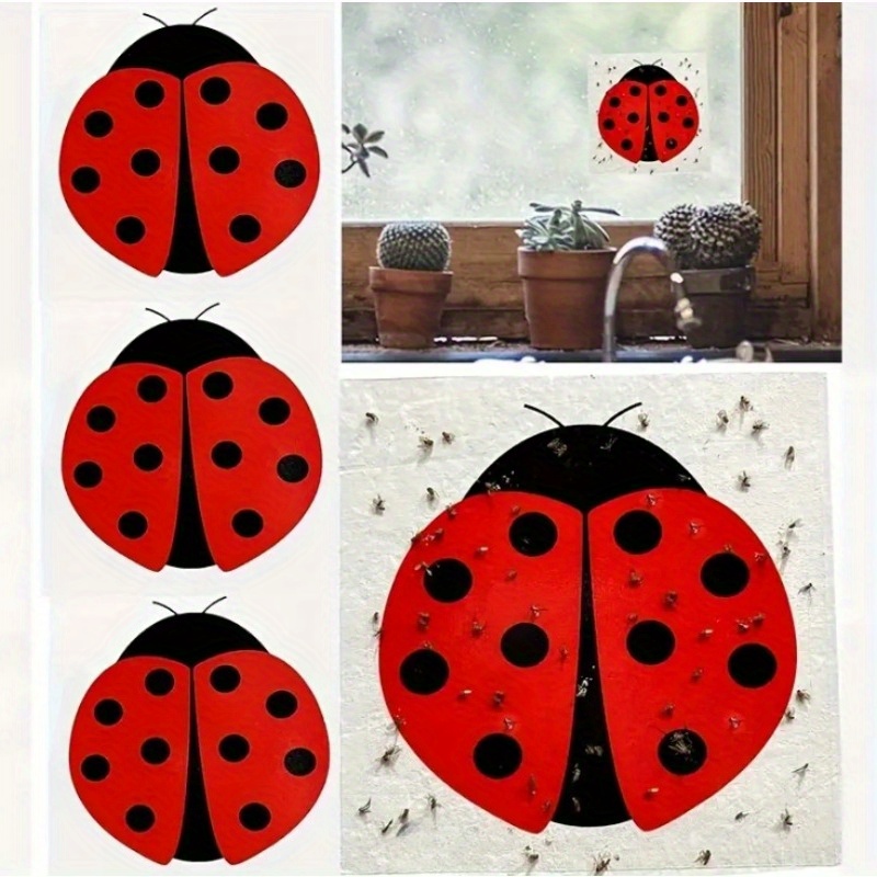 6pcs12pcs autocollants -moustiques inodores, pièges à   avec motif coccinelle - convient pour fenêtres, murs, armoires et   les environnements intérieurs pour attraper   et insectes