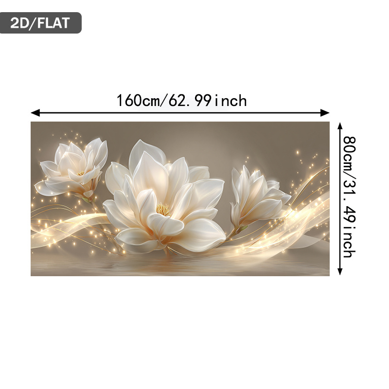 TEMU su tela 2D piatto, 2D piatto, 1 pezzo ultra-largo moderno astratto di magnolia luminosa - Poster da parete minimalista senza cornice e beige ,