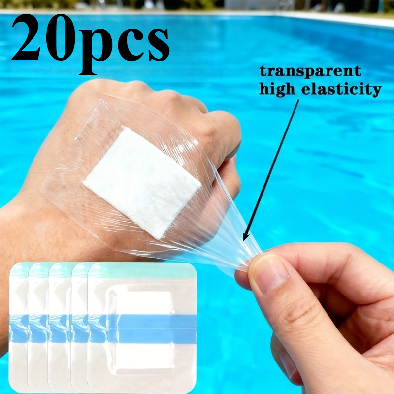 20pcs elastic bandage patches no residue 6x7cm transparent protective film fixation patch for outdoor activities polyurethane material