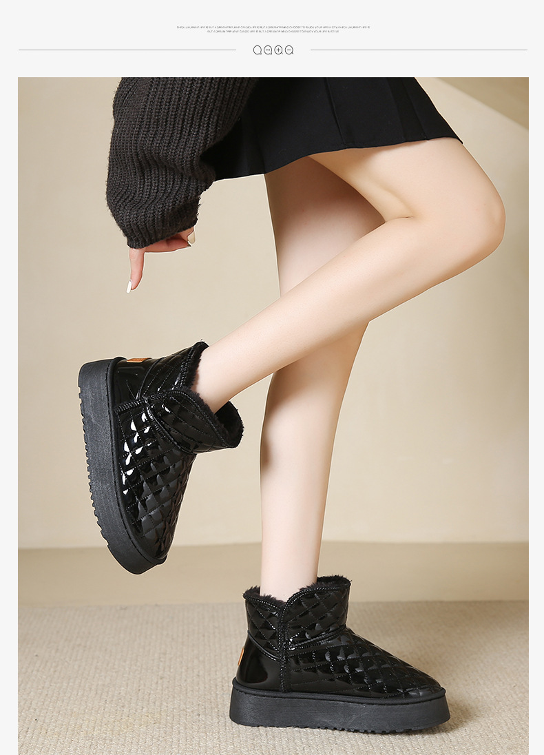 womens winter snow boots with h shaped lift height increase high quality non slip fleece lined thickened pu upper rubber sole beige black grey warm ankle boots for   slush all terrain Product details 13