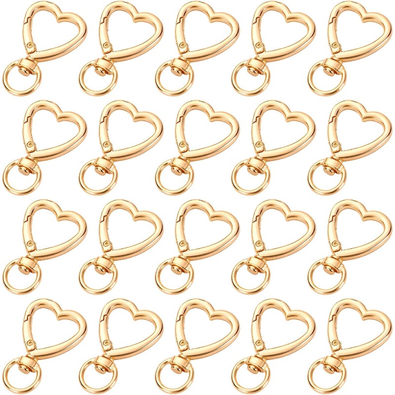 TEMU Portachiavi a forma di cuore in metallo, 10 pezzi/20 pezzi Clip a moschettone a forma di cuore per chiavi, Clip per portachiavi con gancio a per