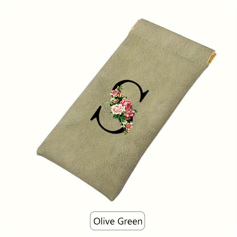 TEMU 1pc 26-letter Soft Pu Eyeglass Case With Stand, Suitable For Daily Storage, With A Simple Solid-color Scratch-resistant Portable Squeeze-top