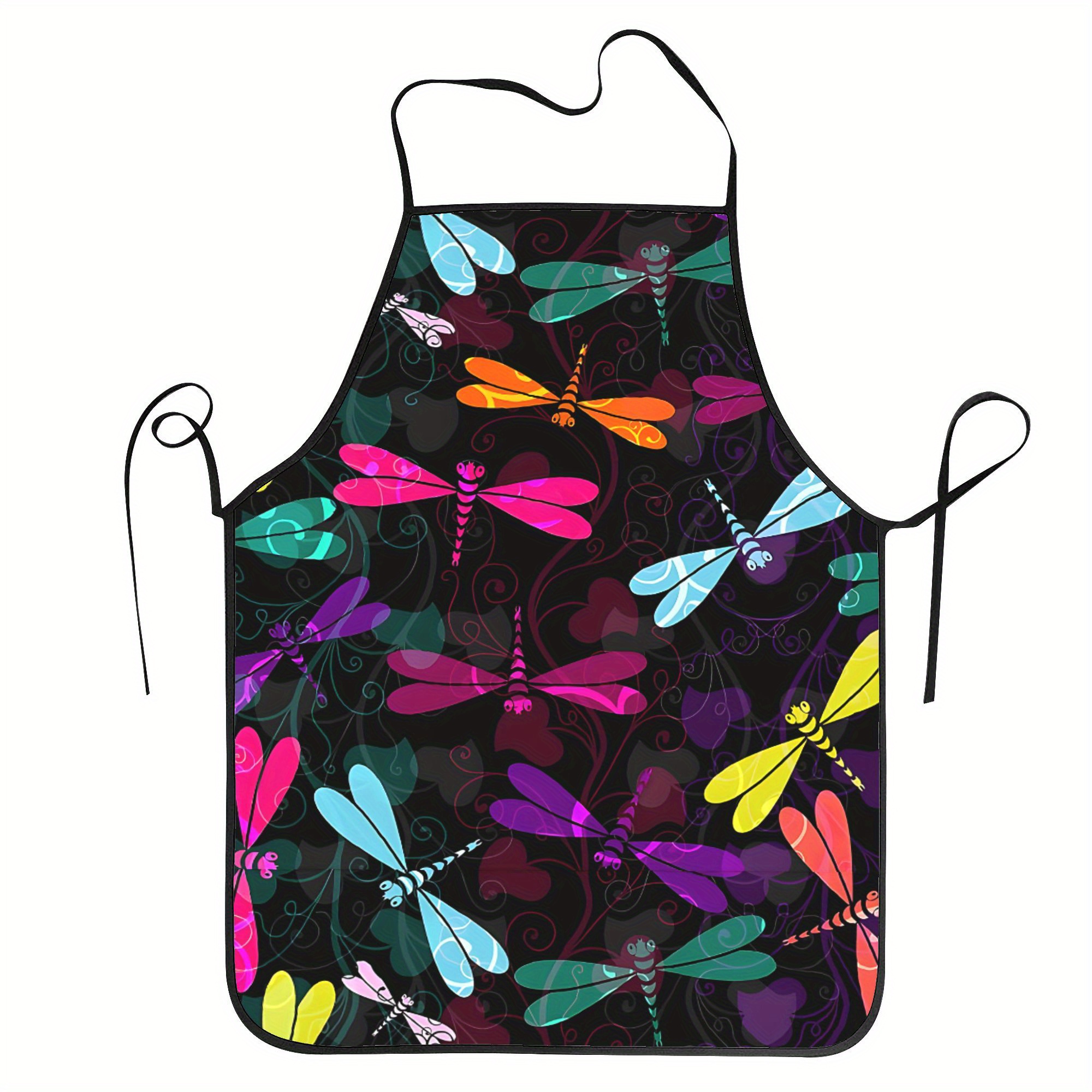 

Dragonfly Pattern Apron For Cooking & Restaurant Use - Vintage-inspired, Polyester, , Non-transparent With Pockets For Tools