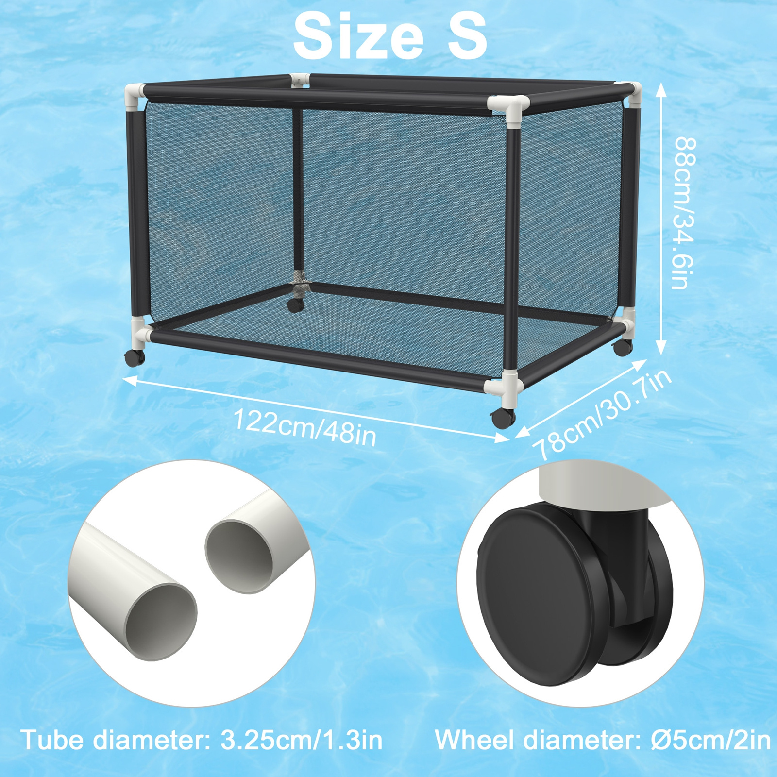 Pool Storage Box With Wheels Mobile Storage Basket Storage Cart Large Capacity Mesh Storage Box Can Store Pool Equipment And Towels 3 Sizes , Box,cabinet,rack For Outdoor Storage