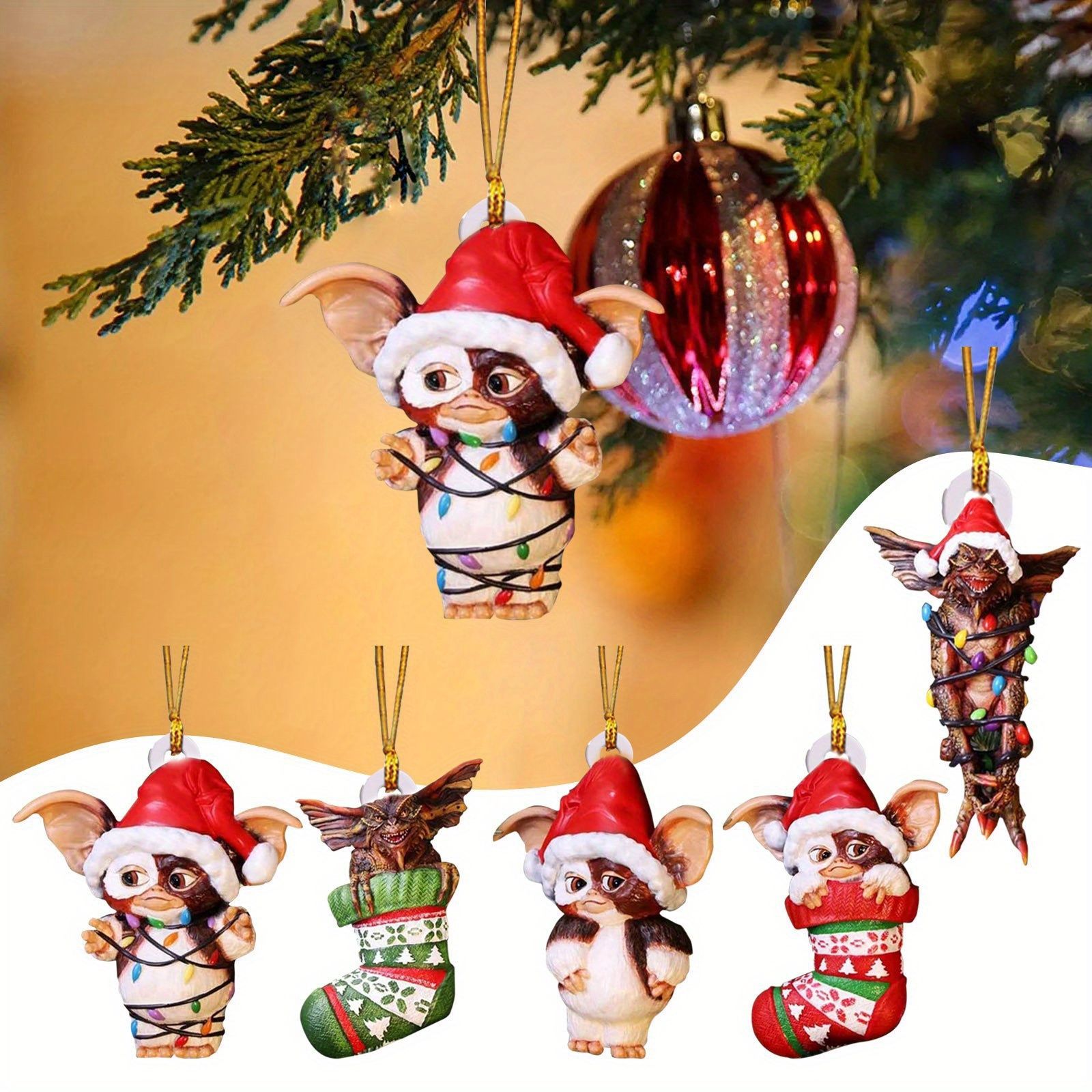 TEMU 5pcs Christmas Stocking Dog & Dragon Acrylic Pendant - Cars, Backpacks And Home Decorations - Ideal Holiday Gifts