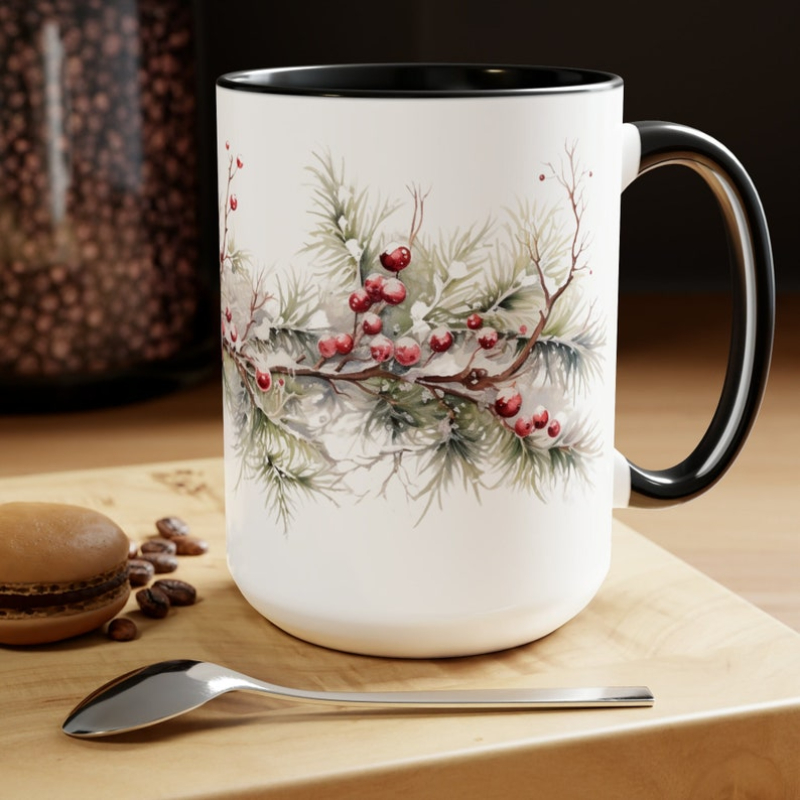 

1pc, 11 Oz Mug Christmas Wreath Mug Drinkware Mug