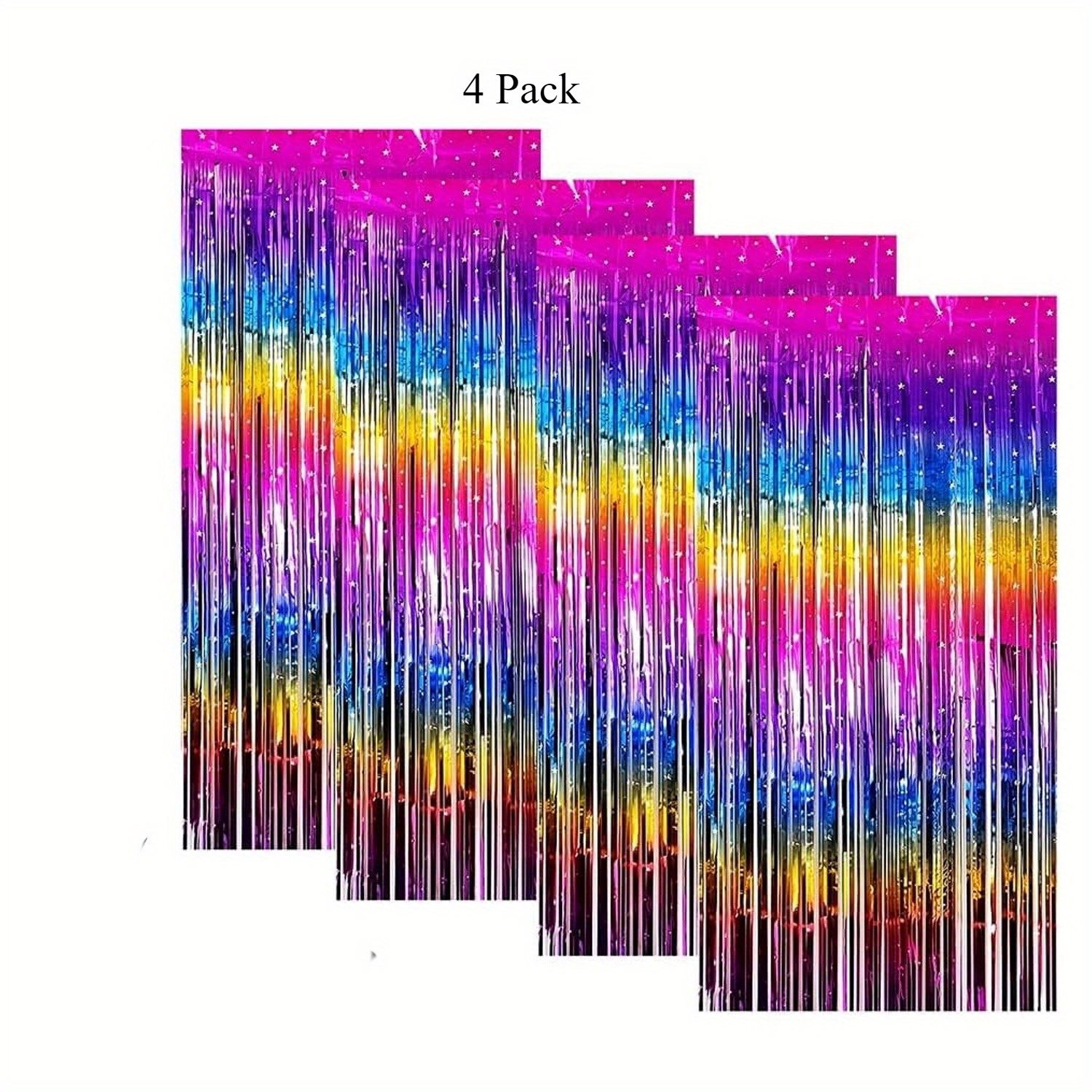 1/4pcs Sparkling Foil Fringe Backdrop Metallic Streamers Photo Booth Props For Birthday Day Graduation Wedding 80s 90s Disco Party Decorations.