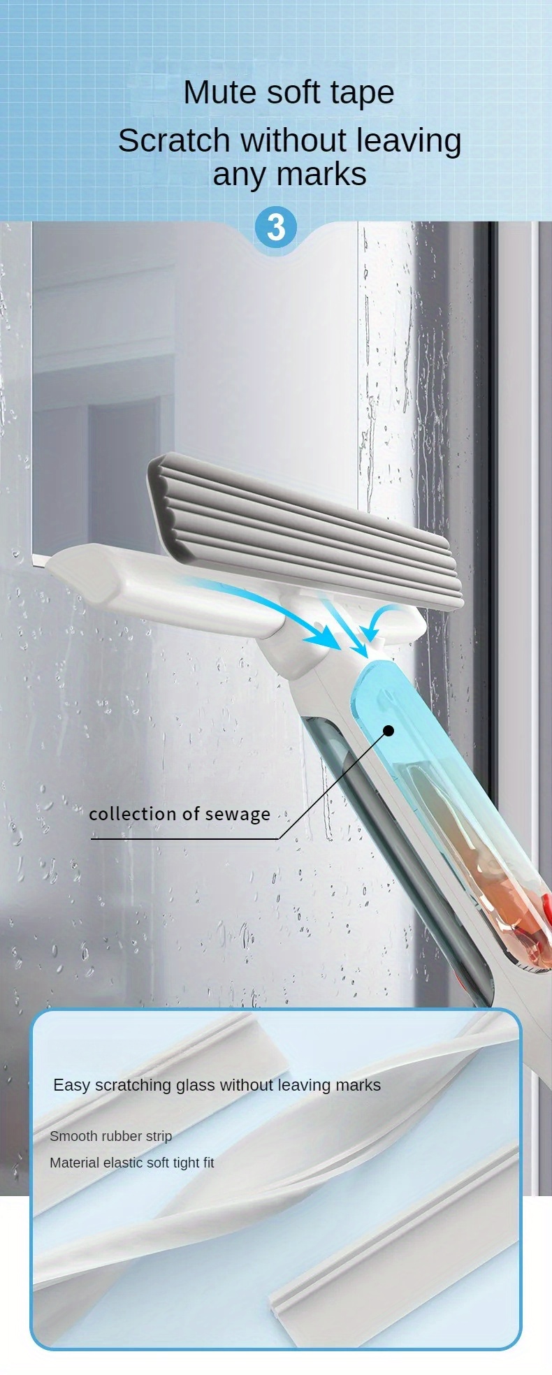 extendable window cleaning wiper 74 8 inch long handle multi function spray and water purification plastic material for home and car use ideal for high   glass kitchen bathroom toilet cleaning tools details 5