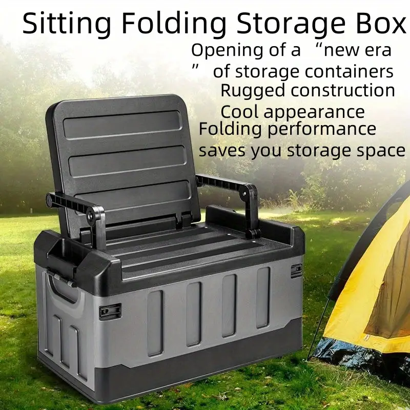 60l large capacity multi purpose foldable car storage box trunk organizer with 2 colors universal camping chest for clothes toys essentials suitable for all models and used as seat organizer details 1