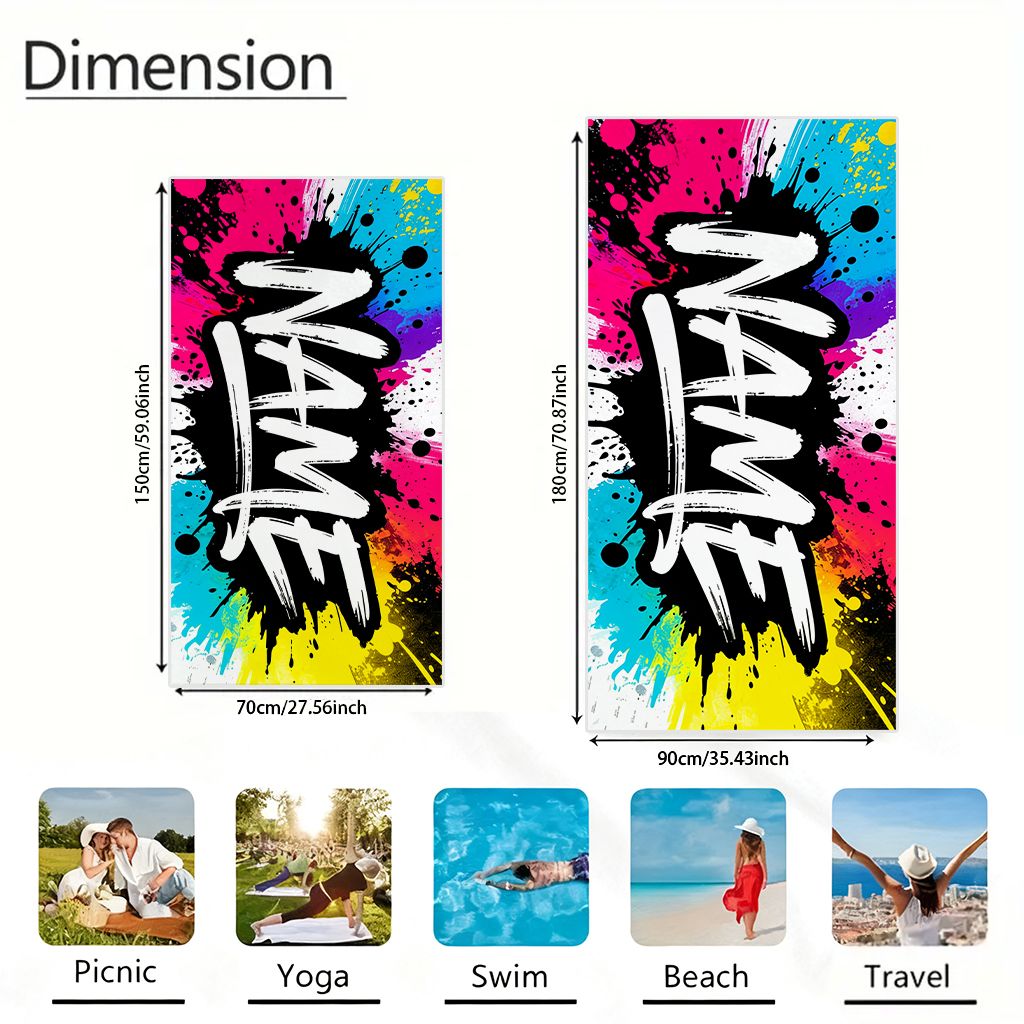Personalized Graffiti Style Quick-Dry Microfiber Towel