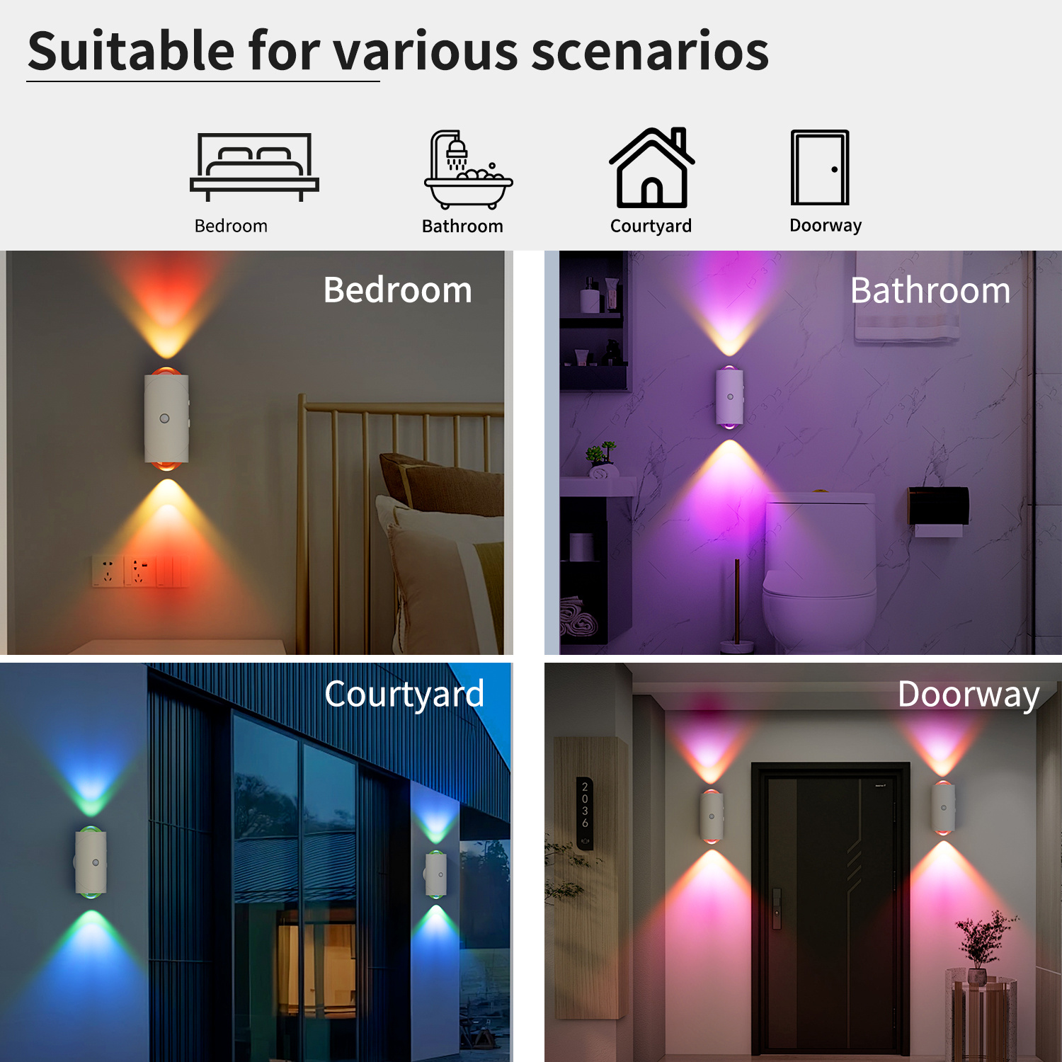 2/4pcs LED Motion Sensor Night Light, 7 Colors Rechargeable Battery Stair Light, Wireless Magnetic Wall Lamp, Cordless LED Wall Night Lights For Steps, Bedroom, Hallway, Courtyard, Christmas Holiday Decor