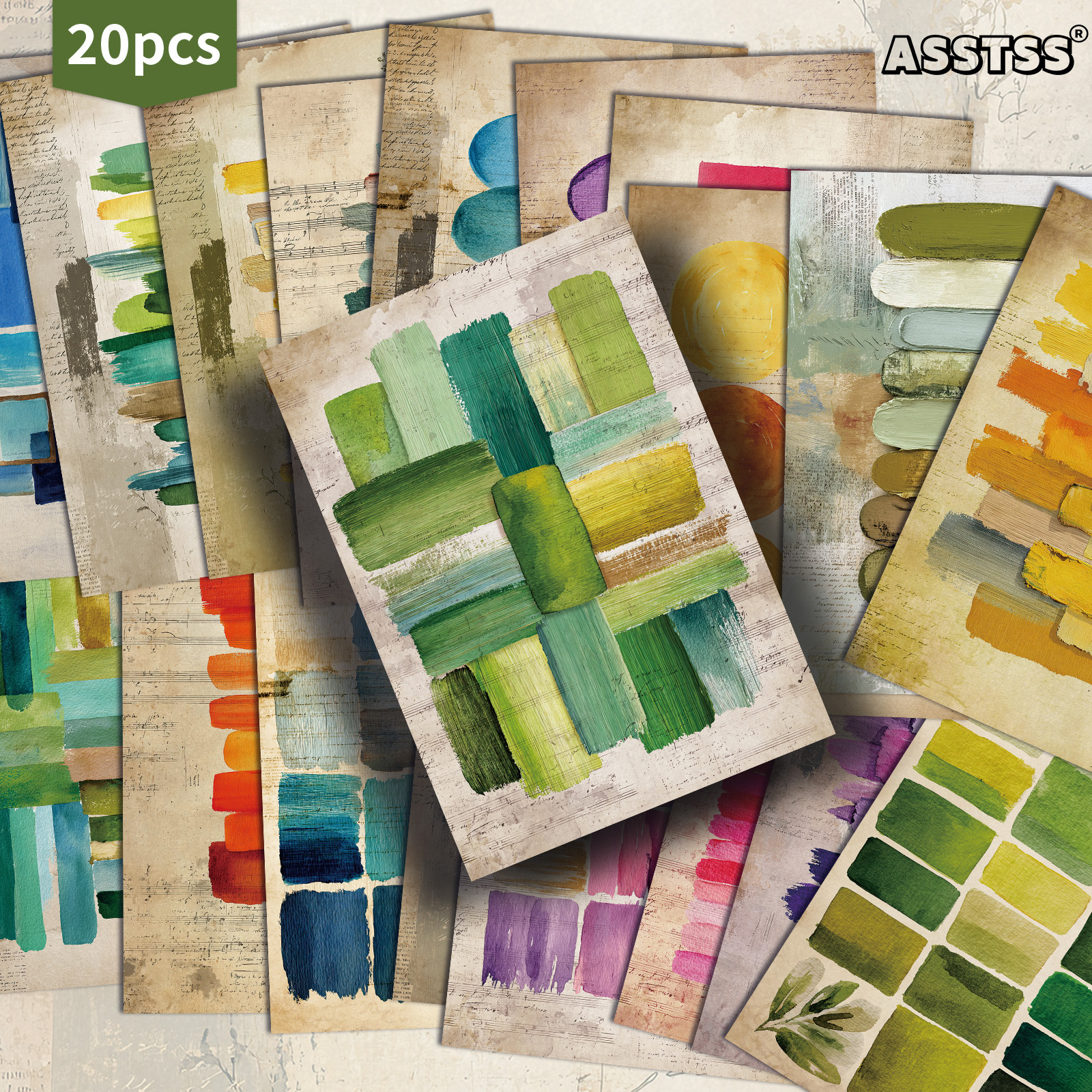 TEMU Lot de 20 cartes postales d'échantillons de peinture vintage ASSTSS - 4X6 pouces, fournitures de journal rétro, illustrations classiques, cartes