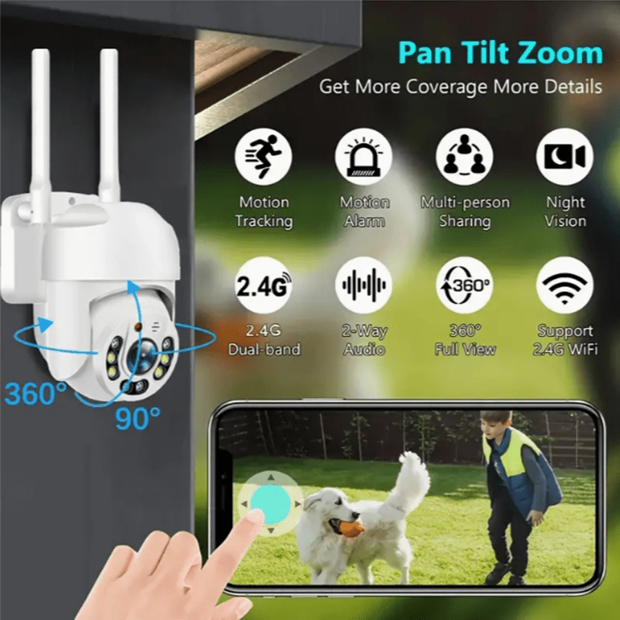 Premium WiFi Security Camera with PTZ, Auto-Tracking, 360° Panoramic View, Full Color Night Vision, AI Human Detection, Two-Way Audio - Waterproof, USB Powered for Smart Home Safety details 5