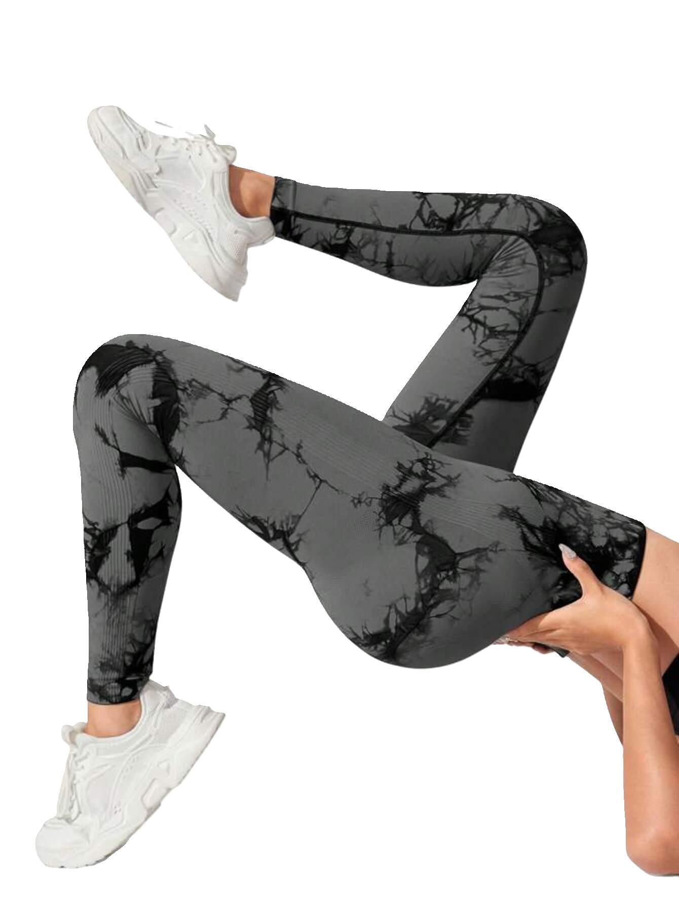 Set of 3 High-Waisted Tie-Dye Leggings for Women – Seamless Tummy Control Yoga Pants, Squat-Proof Warm Fitness Tights, Soft And Stretchy Autumn And Winter Workout Apparel, Machine Washable