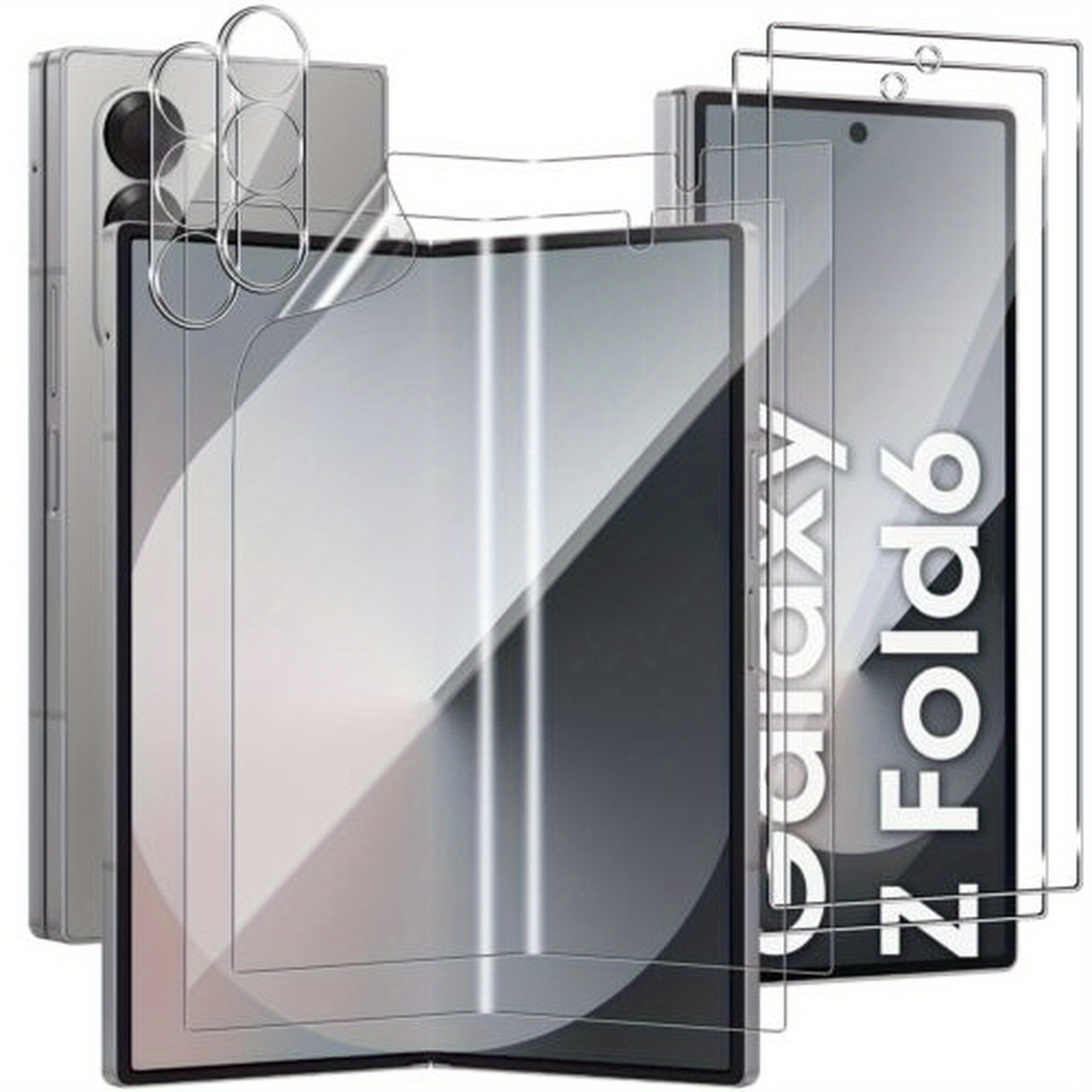 TEMU Maxshield 6 In 1 For For Galaxy Z Fold 7, 6, 5, 5g Includes A Glass Front Screen Protector And Lens Protector For The Interior