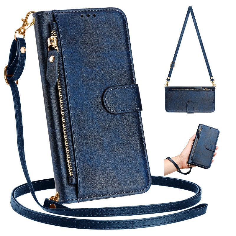 TEMU Phone Case: Fashion Multi-card Zipper Bag Dual Rope Phone Case For Galaxy A03 A04 A05s A06 A07 A12 A13 A14 A15 A16 A17 A18 A22 A23 A24 A25 A26
