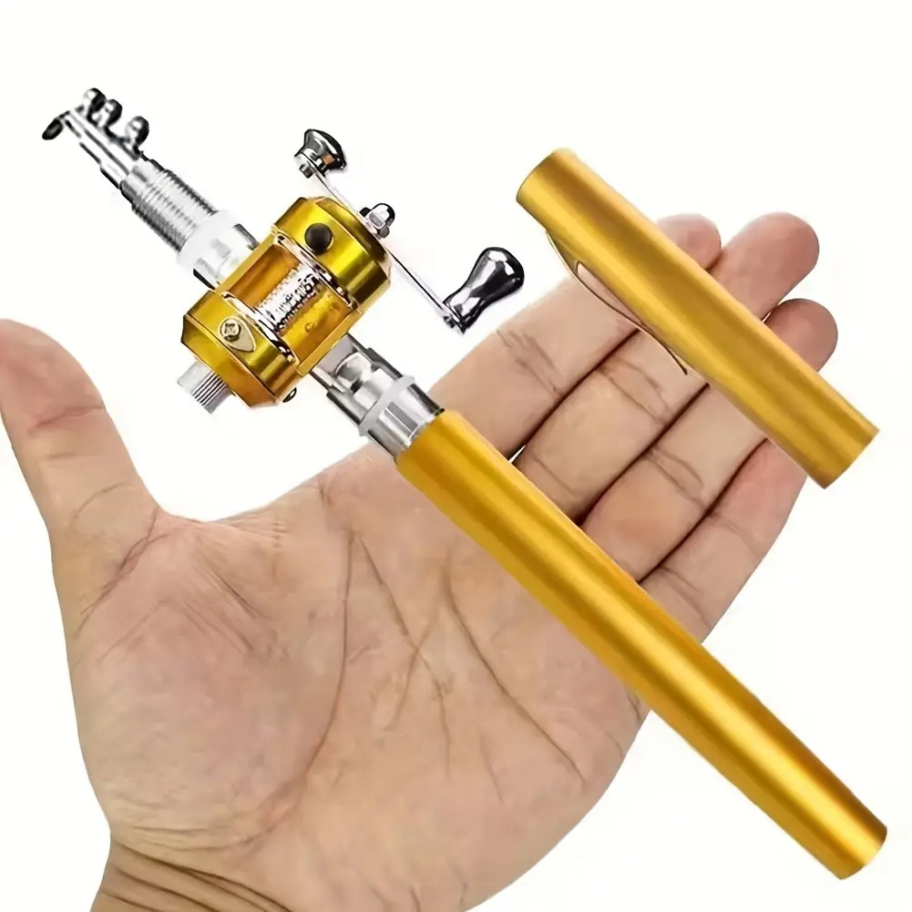 a portable mini pocket fishing rod with a spinning reel - a foldable, telescopic, lightweight white quick-action rod, suitable for rivers, lakes, reservoirs, and ice fishing. 0