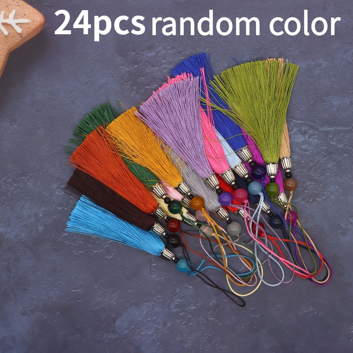 TEMU 24pcs Breloques à Glandes Style Chinois Vintage - Pendentifs Colorés avec , Idéal pour Artisanat de Mariage, Décoration, Marque-pages et