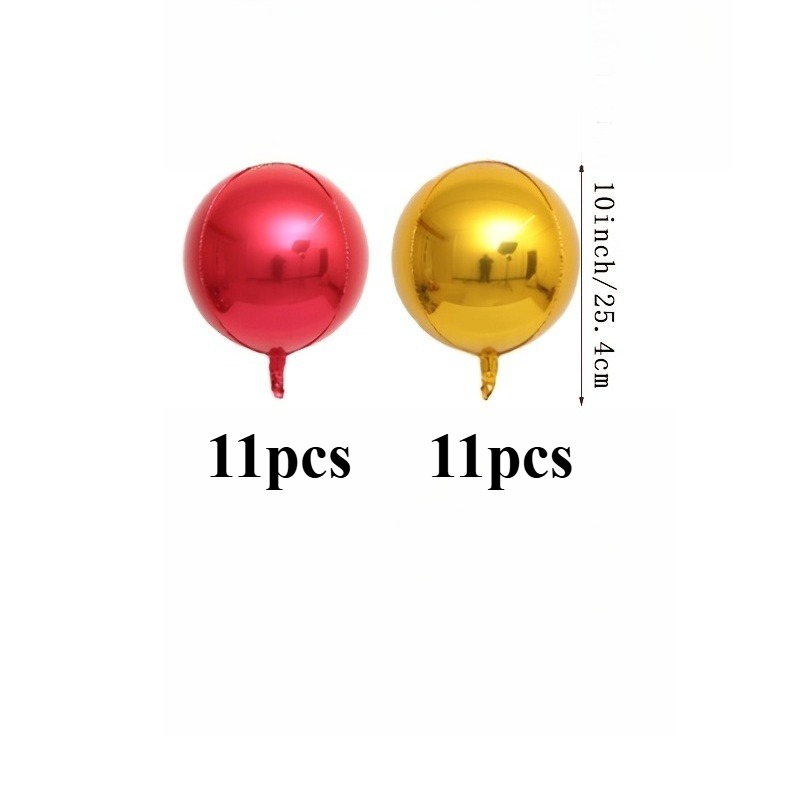TEMU Lot de 22 ballons de fête 4D en feuille dorée et rouge, comprenant 11 ballons 4D dorés de 10 pouces et 11 ballons 4D rouges de 10 pouces.